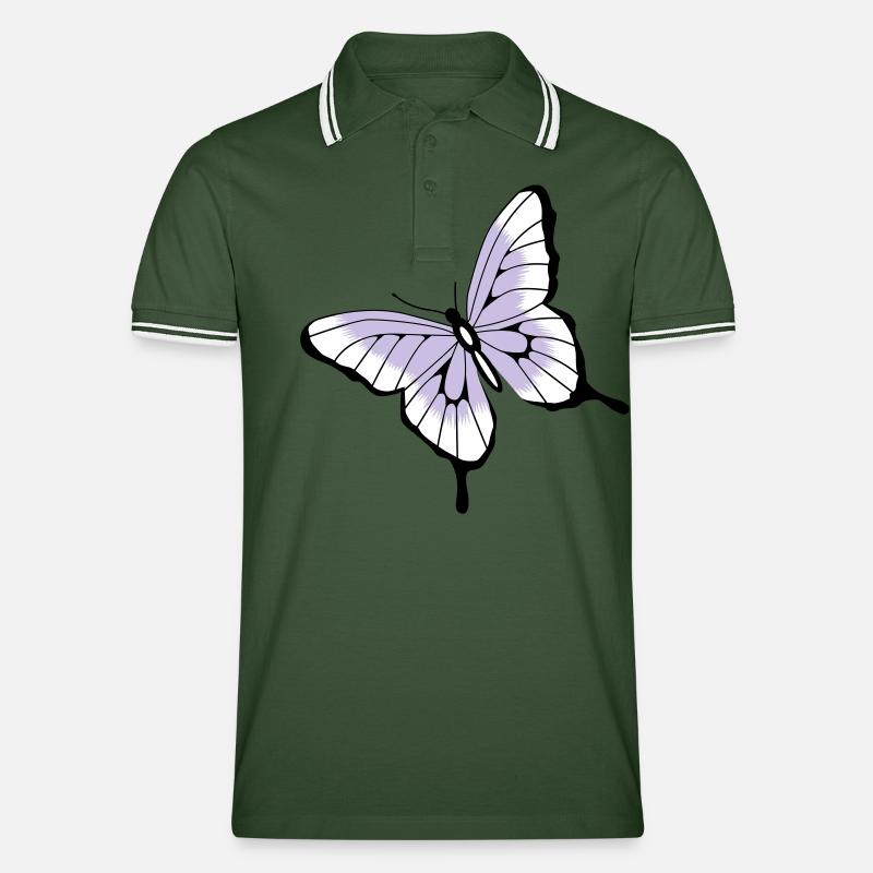 Schmetterling - Männer Tipped Poloshirt - Tannengrün/Weiß