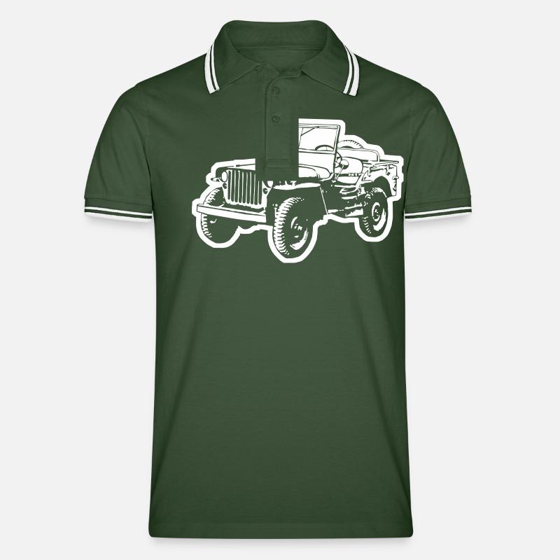 Jeep (Differenzbild) - Männer Tipped Poloshirt - Tannengrün/Weiß