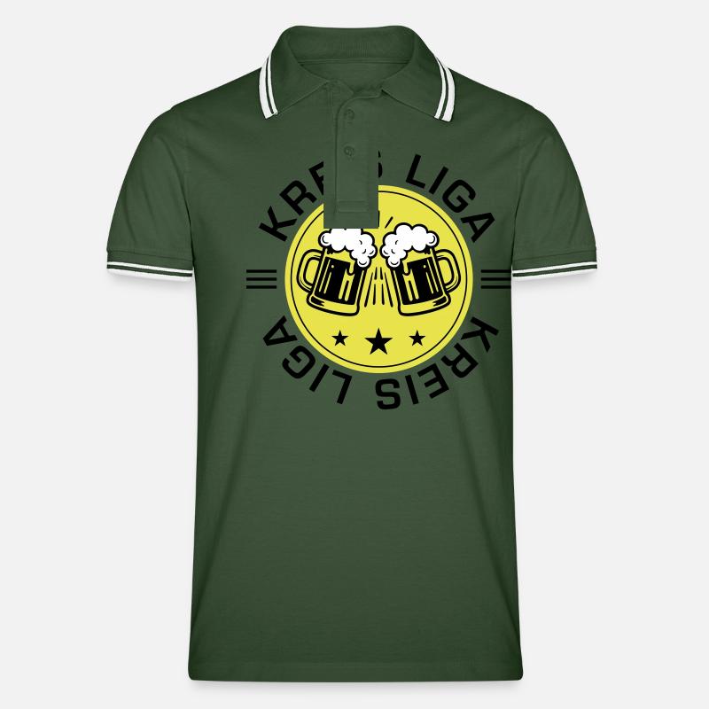 Kreisliga Bier - Männer Tipped Poloshirt - Tannengrün/Weiß