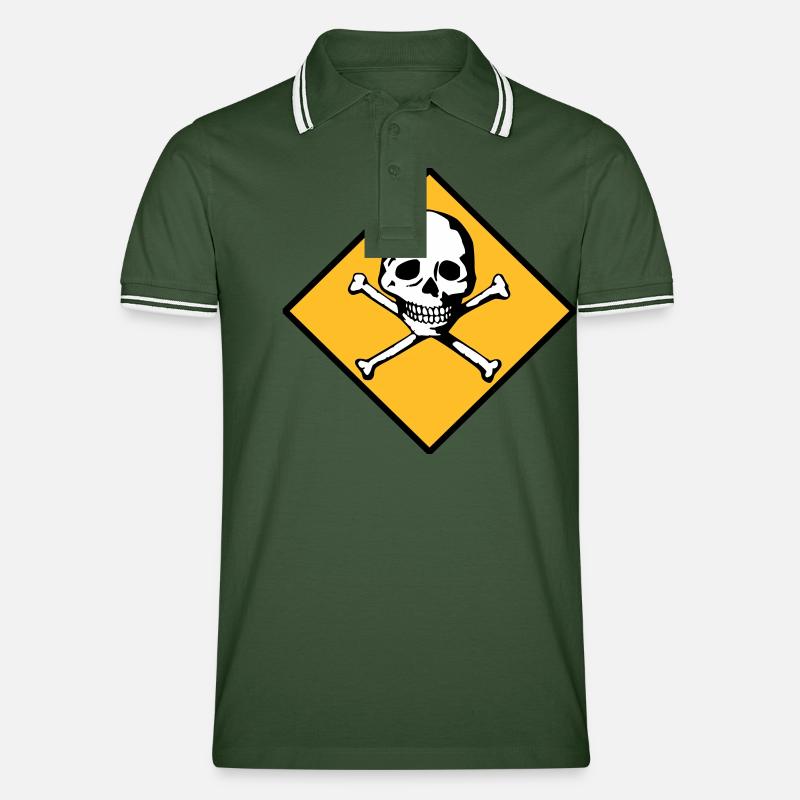 Schädel und Knochen - Männer Tipped Poloshirt - Tannengrün/Weiß
