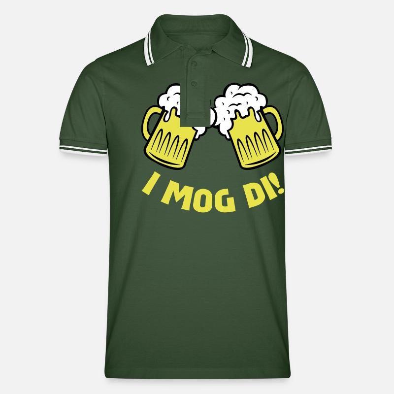 bier i mog di - Männer Tipped Poloshirt - Tannengrün/Weiß