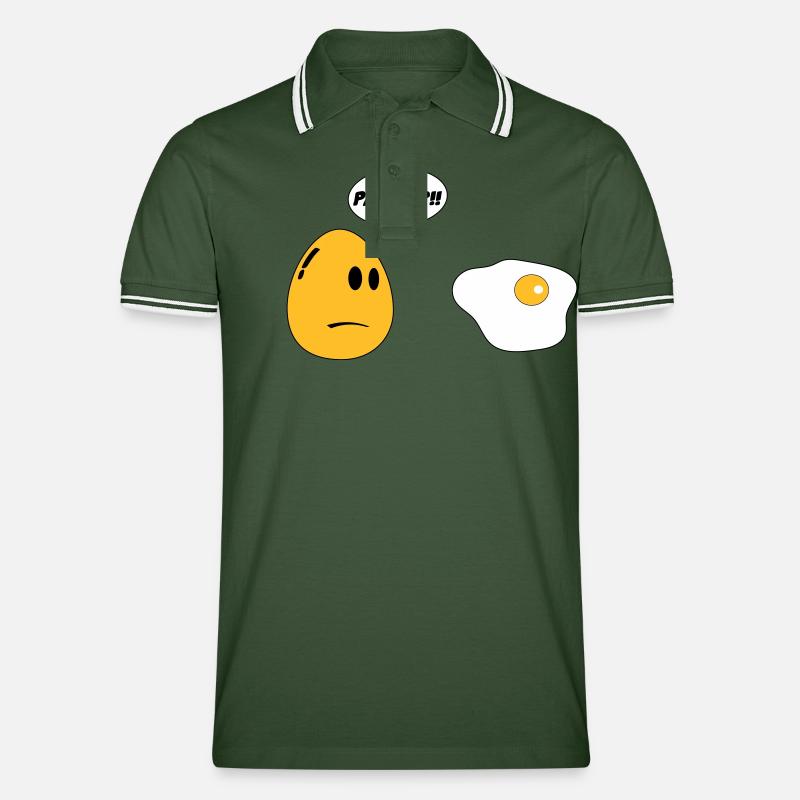 Eier-Papa - Männer Tipped Poloshirt - Tannengrün/Weiß