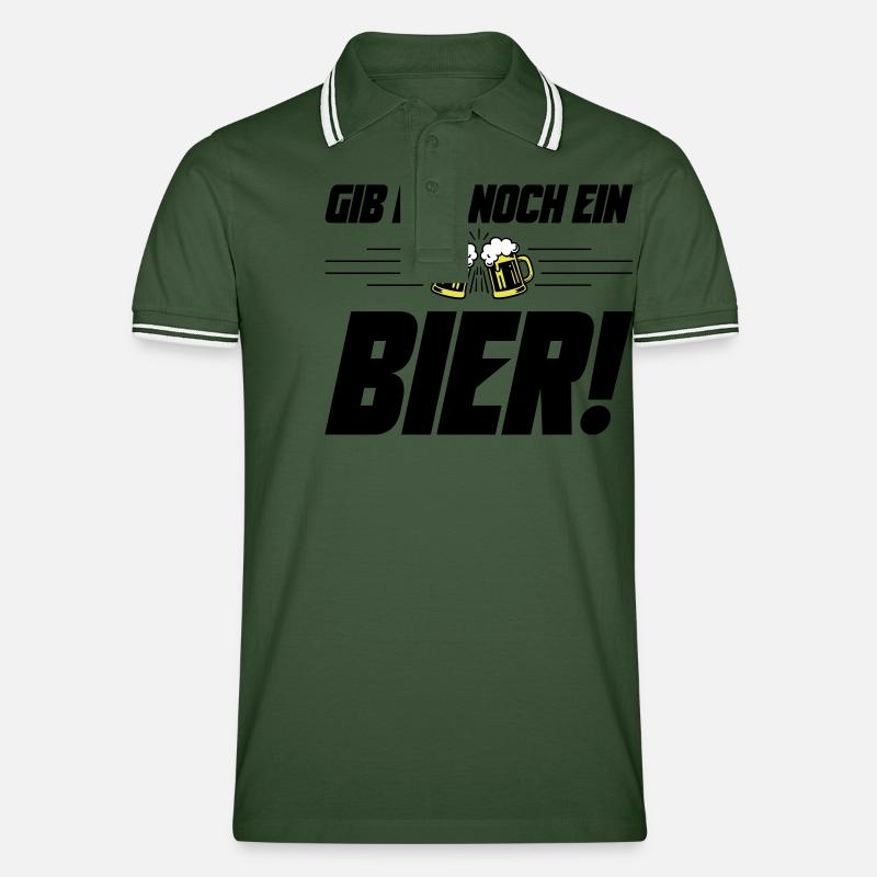 Noch ein Bier Spruch - Männer Tipped Poloshirt - Tannengrün/Weiß