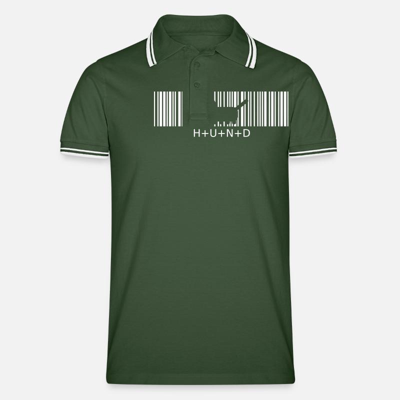 Hund Strichcode kleiner Wuffi - Männer Tipped Poloshirt - Tannengrün/Weiß