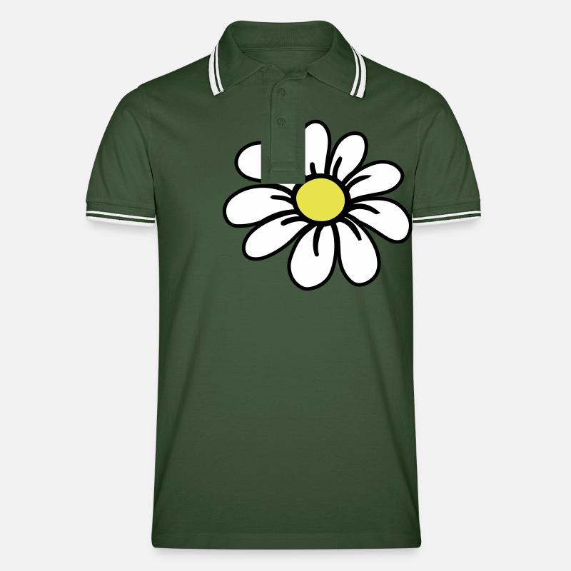 daisy_flower - Männer Tipped Poloshirt - Tannengrün/Weiß