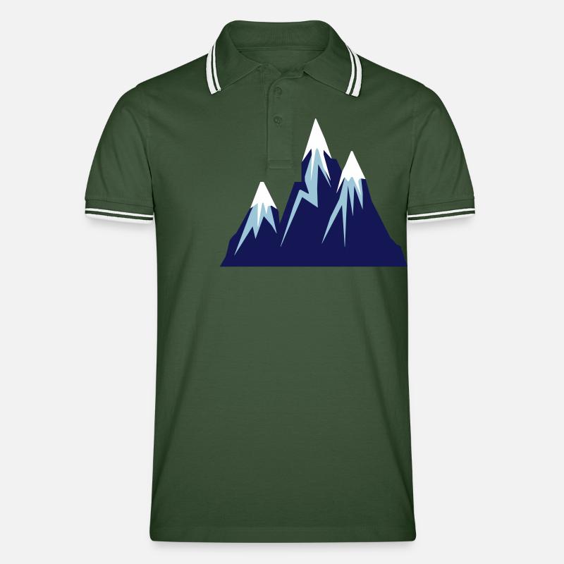mountains comic - Männer Tipped Poloshirt - Tannengrün/Weiß