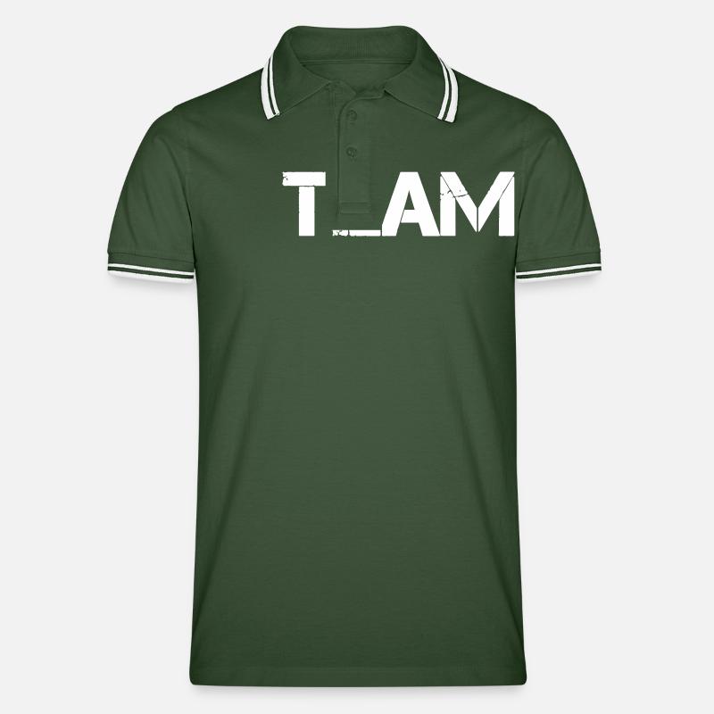 team - Männer Tipped Poloshirt - Tannengrün/Weiß