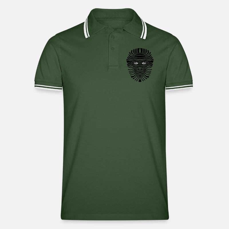 psy-chic psychedlic sixties good voodoo mask - Männer Tipped Poloshirt - Tannengrün/Weiß