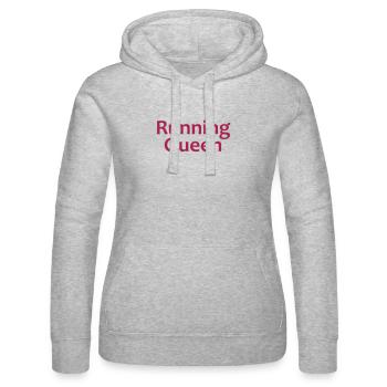 Running Queen | Sport-T-Shirts bedrucken - Frauen Kapuzen Sweater von Russell - Grau meliert - Vorne - Marisol (170cm)