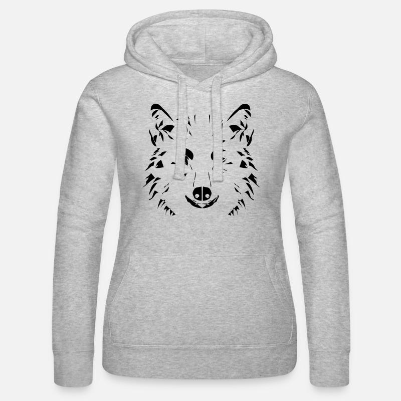 Wolf Design - Women’s Hooded Sweater by Russell - heather grey
