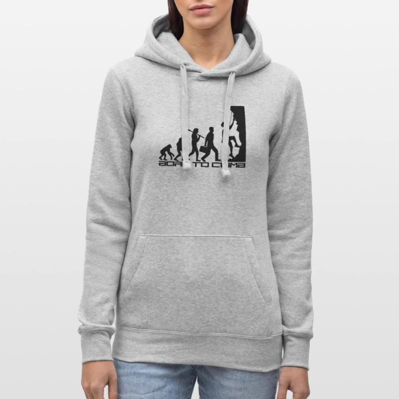 born to climb evolution evolution born steep Women’s Hooded Sweater by Russell