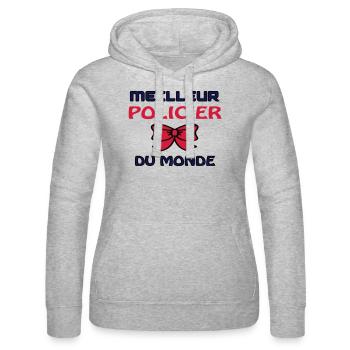 MEILLEUR POLICIER DU MONDE - Sweat à capuche Russell Femme - gris chiné - Devant - Marisol (170cm)