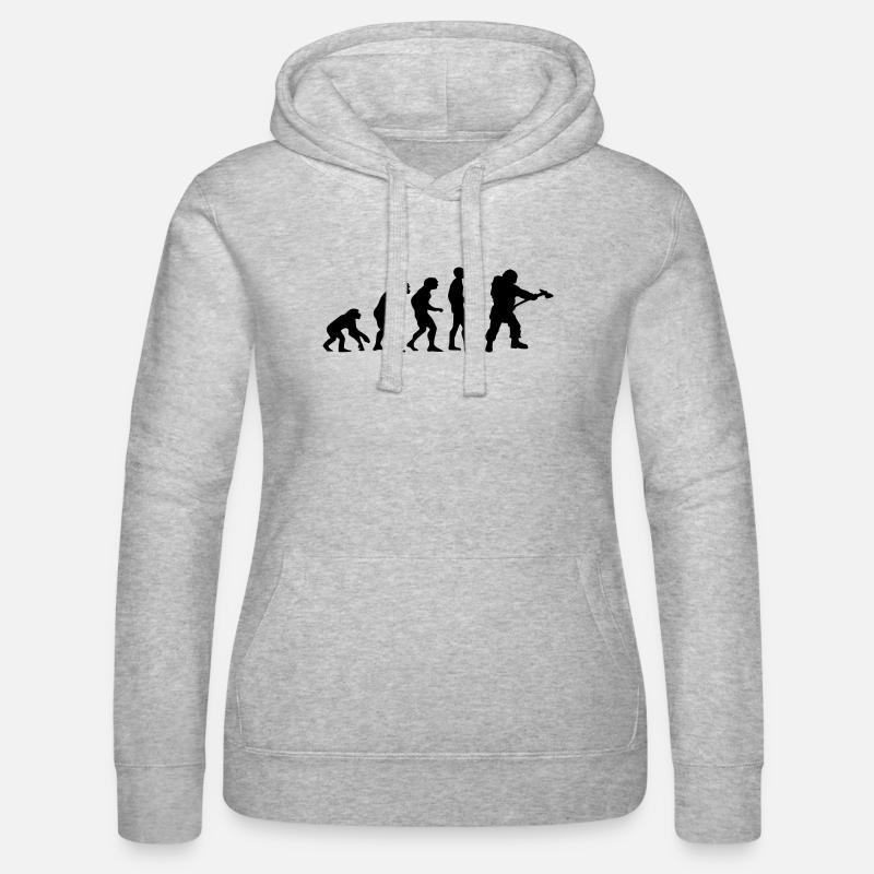evolution Feuerwehrmann - Frauen Kapuzen Sweater von Russell - Grau meliert