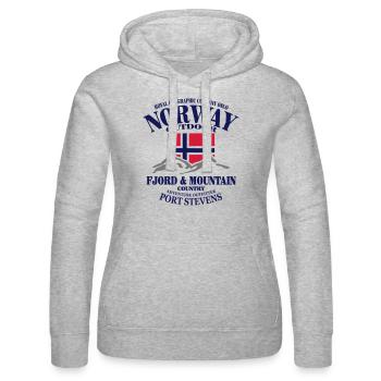 norway - Norwegen - Berge - wandern - Frauen Kapuzen Sweater von Russell - Grau meliert - Vorne - Marisol (170cm)