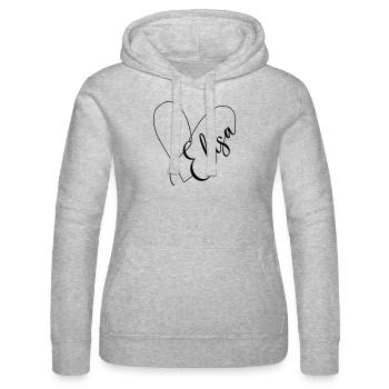 Elisa Name Heart Line - Women’s Hooded Sweater by Russell - heather grey - Front - Marisol (170cm)