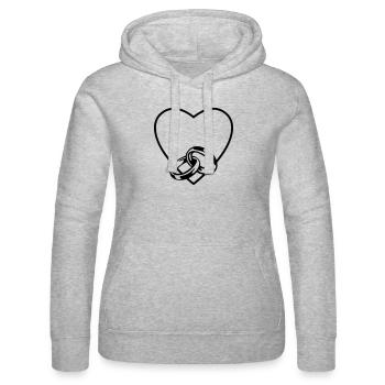 Anneaux de mariage coeur amour - Sweat à capuche Russell Femme - gris chiné - Devant - Marisol (170cm)