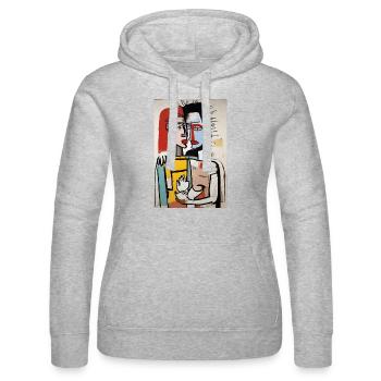 "Modern Fusion – Künstlerisches Paar-T-Shirt" - Frauen Kapuzen Sweater von Russell - Grau meliert - Vorne - Marisol (170cm)