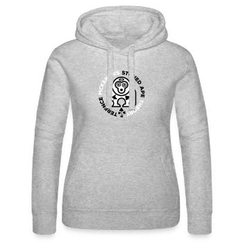 Terence McKenna's Stoned Ape Theory. Psilocybin. - Women’s Hooded Sweater by Russell - heather grey - Front - Marisol (170cm)