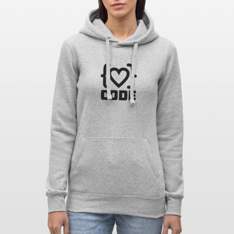 Herzprogrammierer Code Logo mit Text CODE Frauen Kapuzen Sweater von Russell