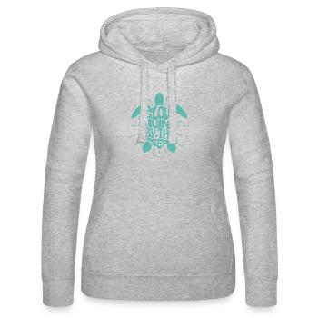 Meeresschildkröte lebt langsam am Meer Illustration - Frauen Kapuzen Sweater von Russell - Grau meliert - Vorne - Marisol (170cm)