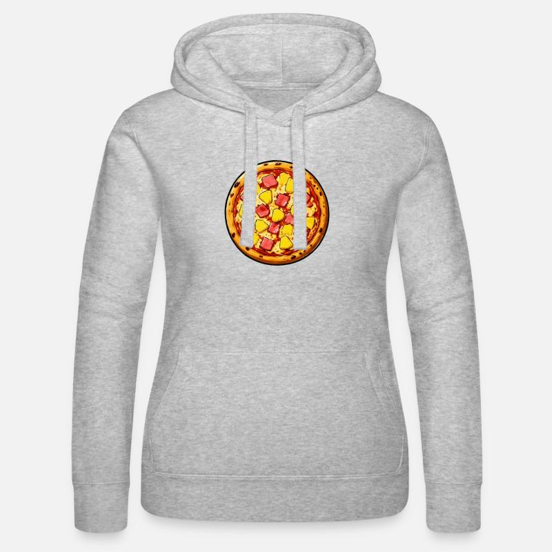 Illustration de pizza hawaïenne - Sweat à capuche Russell Femme - gris chiné