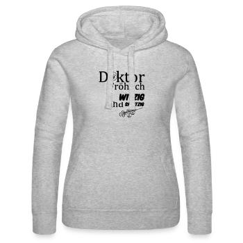 Doktor Fröhlich Geschenk - Frauen Kapuzen Sweater von Russell - Grau meliert - Vorne - Marisol (170cm)
