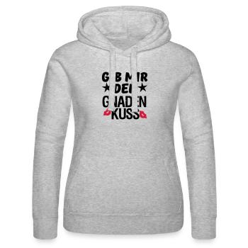 Geschenk Liebe Paar lustig Spruch Kuss - Frauen Kapuzen Sweater von Russell - Grau meliert - Vorne - Marisol (170cm)