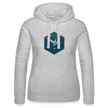 Star Bird - Women’s Hooded Sweater by Russell - heather grey - Front - Marisol (170cm)