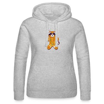 Lebkuchen-Waschbär – Lustiges Weihnachtsdesign - Frauen Kapuzen Sweater von Russell - Grau meliert - Vorne - Marisol (170cm)