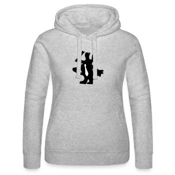 Man in minimalist design - Women’s Hooded Sweater by Russell - heather grey - Front - Marisol (170cm)