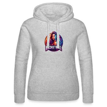 Basketball Queen Illustration - Women’s Hooded Sweater by Russell - heather grey - Front - Marisol (170cm)