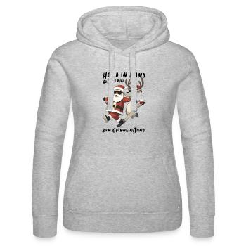 Santa Rentier Weihnachtsspaß Glühwein - Frauen Kapuzen Sweater von Russell - Grau meliert - Vorne - Marisol (170cm)