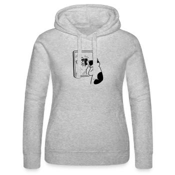 Katze Spiegel Selfie - Frauen Kapuzen Sweater von Russell - Grau meliert - Vorne - Marisol (170cm)