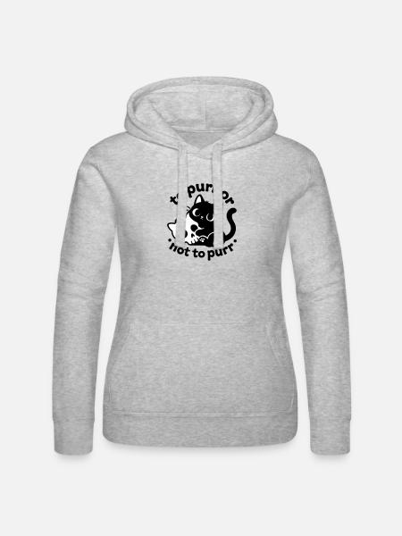 To Purr or Not to Purr | Black Cat Saying - Women’s Hooded Sweater by Russell - heather grey