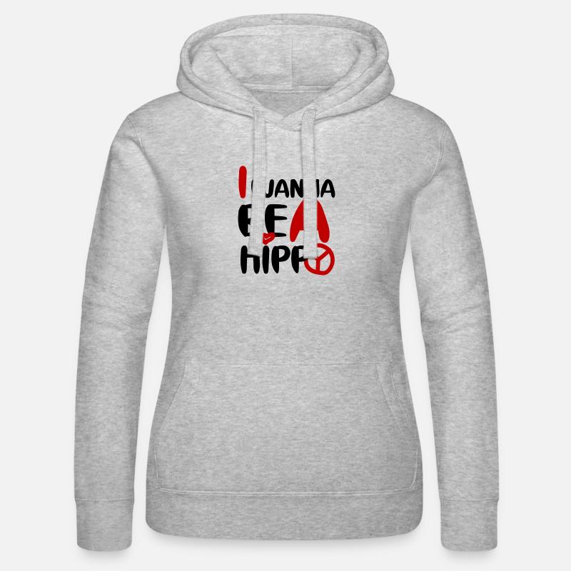 I WANNA BE A HIPPY, PLAIN - Women’s Hooded Sweater by Russell - heather grey