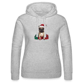 French Bulldog Dog Christmas - Women’s Hooded Sweater by Russell - heather grey - Front - Marisol (170cm)