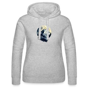 Wolf heult den Vollmond an - Frauen Kapuzen Sweater von Russell - Grau meliert - Vorne - Marisol (170cm)