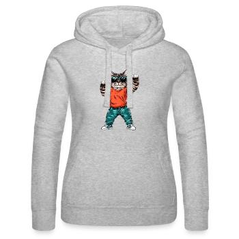 Chat cool - Sweat à capuche Russell Femme - gris chiné - Devant - Marisol (170cm)