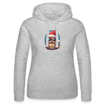 Comic-Kopf des Weihnachtsmanns mit Brille - Frauen Kapuzen Sweater von Russell - Grau meliert - Vorne - Marisol (170cm)