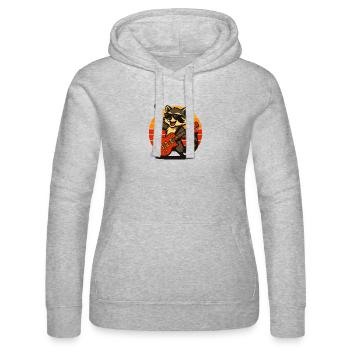 Cooler Retro Raccoon mit Gitarre und Sonnenunterga - Frauen Kapuzen Sweater von Russell - Grau meliert - Vorne - Marisol (170cm)