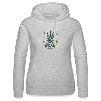 Wolja Freiheits-Dreizack - Frauen Kapuzen Sweater von Russell - Grau meliert - Vorne - Marisol (170cm)