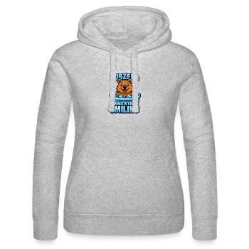 Eisbaden Winterbaden Lächelnder Niedlicher Quokka - Frauen Kapuzen Sweater von Russell - Grau meliert - Vorne - Marisol (170cm)