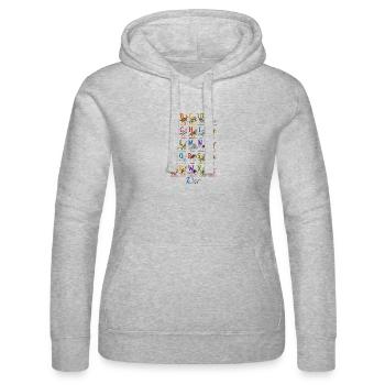 Colorful DinoAlphabet Print - Women’s Hooded Sweater by Russell - heather grey - Front - Marisol (170cm)
