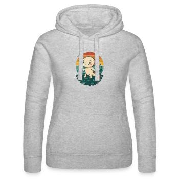Süßer Retro-Axolotl - Frauen Kapuzen Sweater von Russell - Grau meliert - Vorne - Marisol (170cm)
