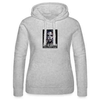 Anti Algorithm - Women’s Hooded Sweater by Russell - heather grey - Front - Marisol (170cm)