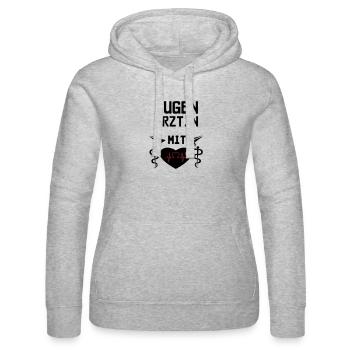 Augenärztin mit Herz Geschenk - Frauen Kapuzen Sweater von Russell - Grau meliert - Vorne - Marisol (170cm)