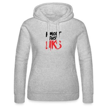 Kmoet Just Niks Lettrage Rouge Noir - Sweat à capuche Russell Femme - gris chiné - Devant - Marisol (170cm)