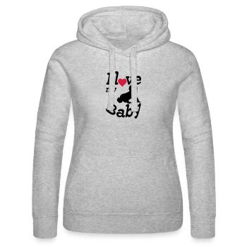 I love my Baby, Kind, Geburt, Eltern, Geschenk - Frauen Kapuzen Sweater von Russell - Grau meliert - Vorne - Marisol (170cm)