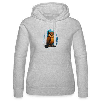 Hibou brun contre les vagues bleues - Sweat à capuche Russell Femme - gris chiné - Devant - Marisol (170cm)