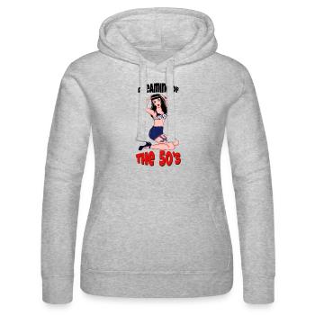 Dreaming of the 50s - Women’s Hooded Sweater by Russell - heather grey - Front - Marisol (170cm)